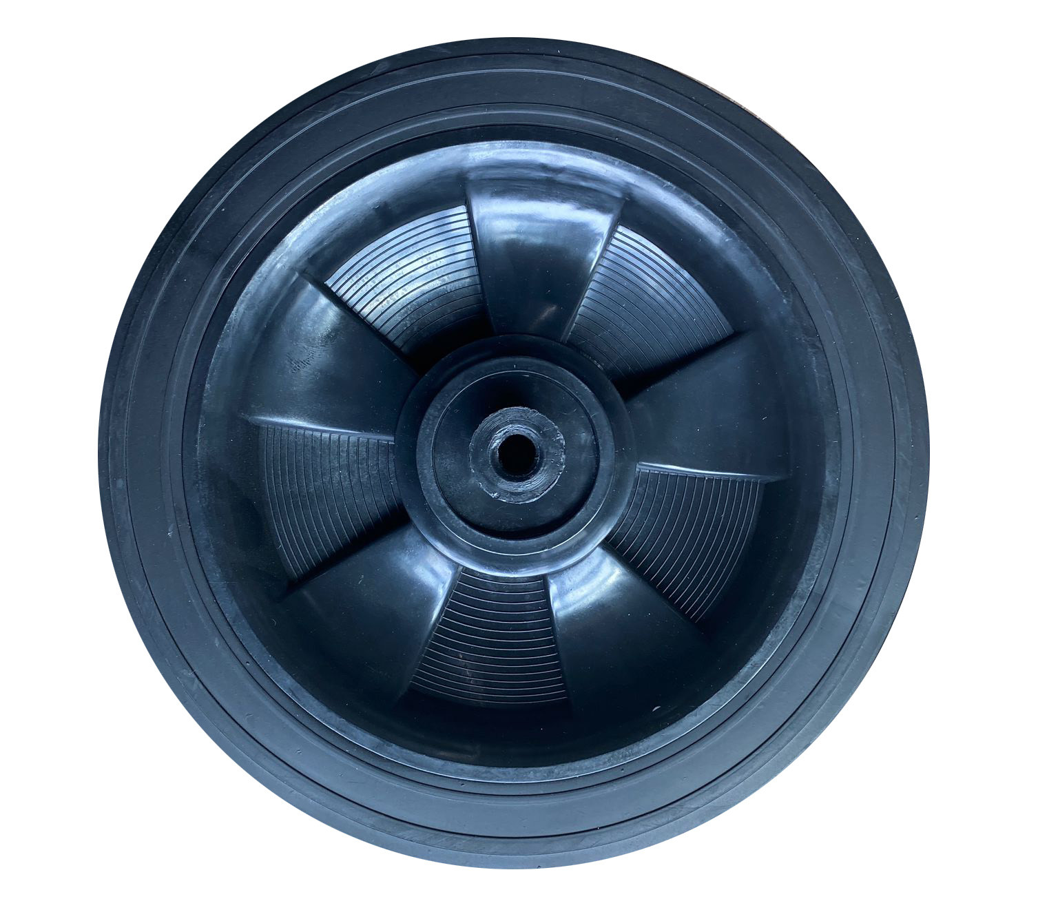 Wiel Kunststof - Massief - voor Bolderwagen - Diameter 20 cm - Breedte 3,5 cm - Naaflengte 5,5 cm - Naafdiameter 1 cm