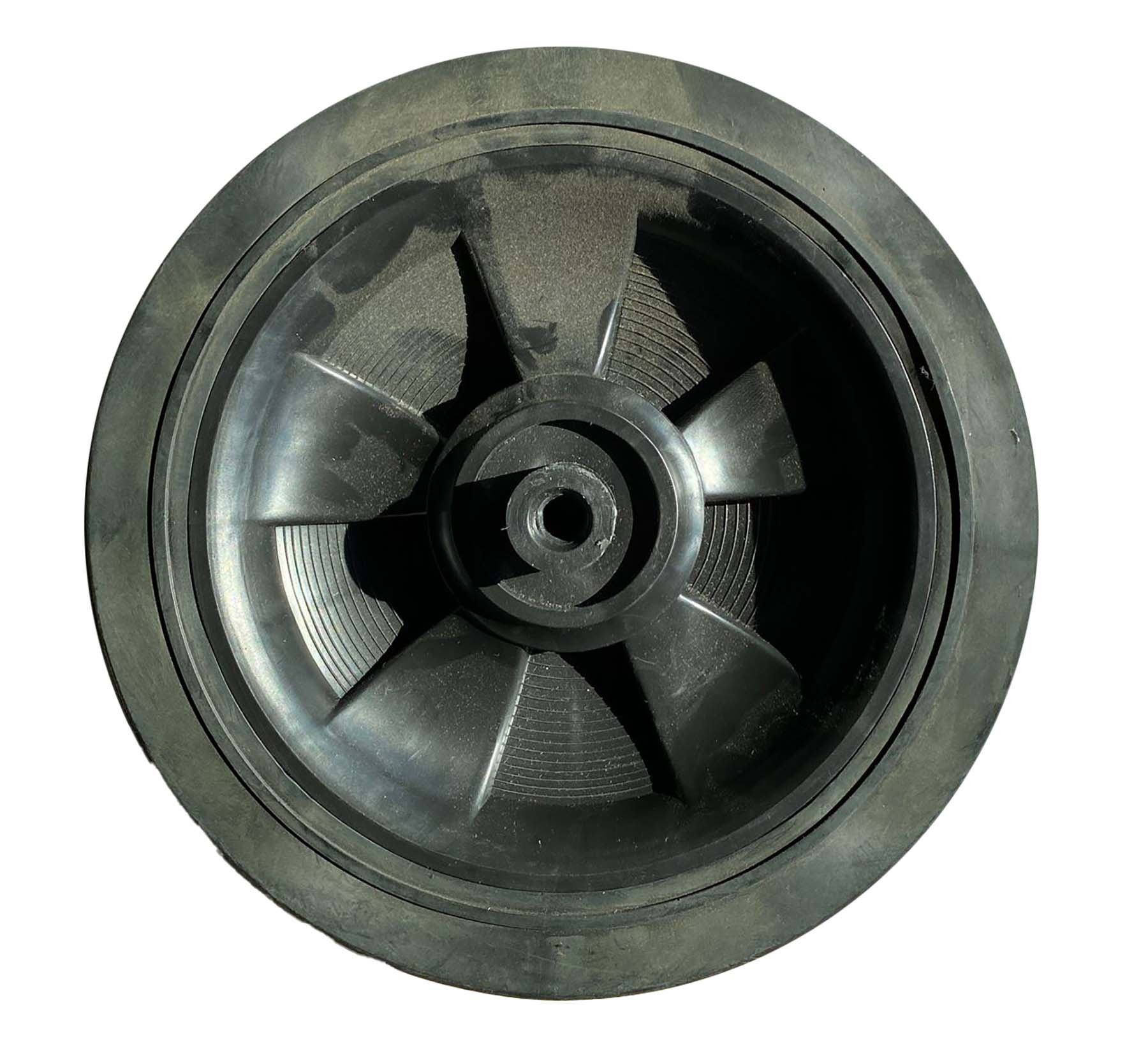 Wiel Kunststof - Massief - voor Bolderwagen - Diameter 20 cm - Breedte 3,5 cm - Naaflengte 5,5 cm (Ongelijk verdeeld) - Naafdiameter 1 cm