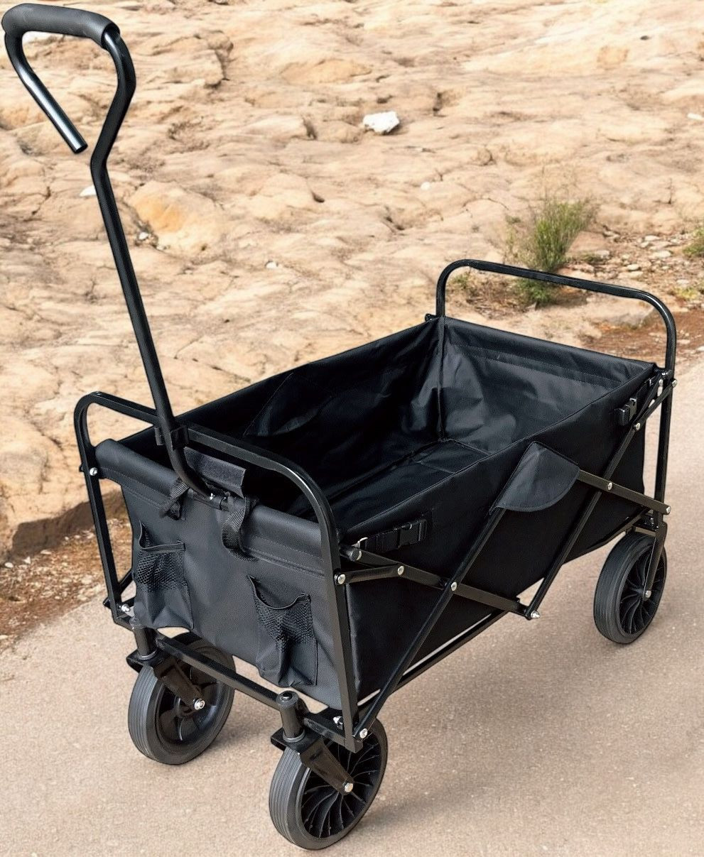 Bolderkar / Bolderwagen met massieve banden - Opvouwbaar - Limited Black Edition - Zwart - SPRING Sports